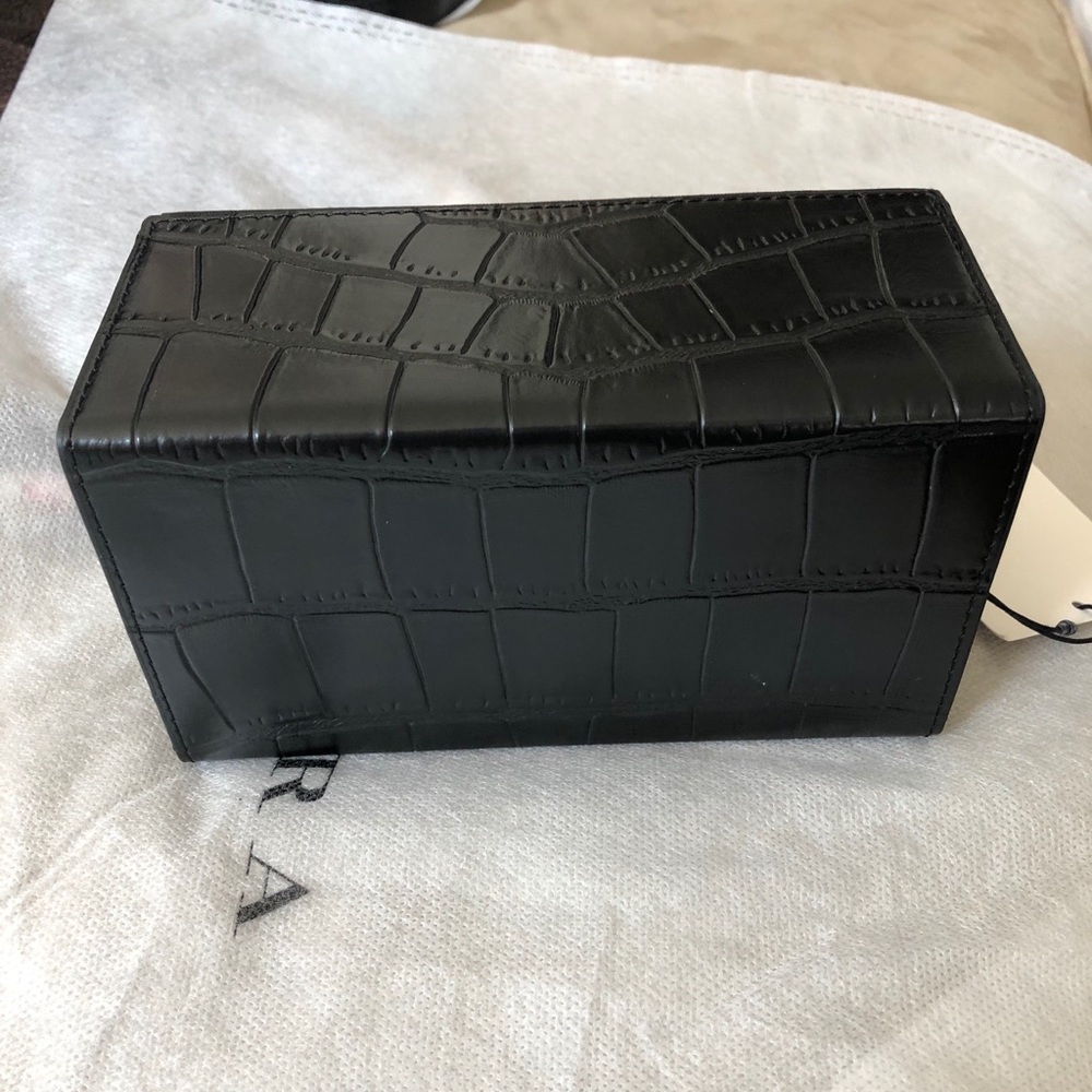 Zara black croc embossed box bag with chain - Picture 6 of 8